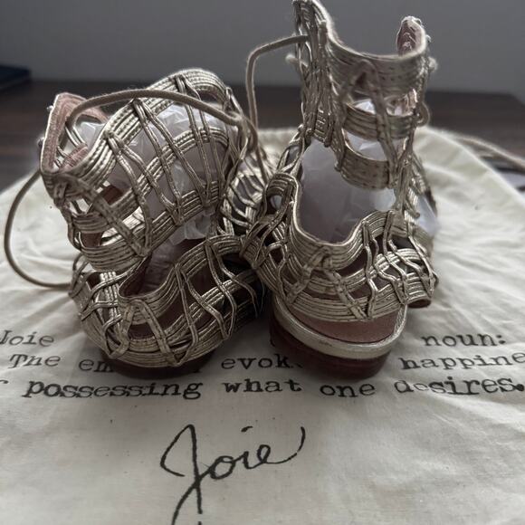 Joie Renee Lace Up Leather Gladiator Sandals in Metallic Gold - Picture 9 of 15